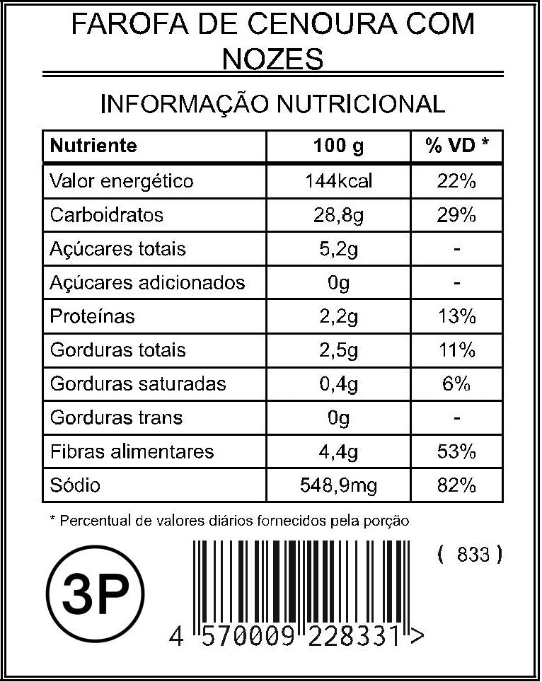 Farofa de Cenoura com Nozes (3 Porções)