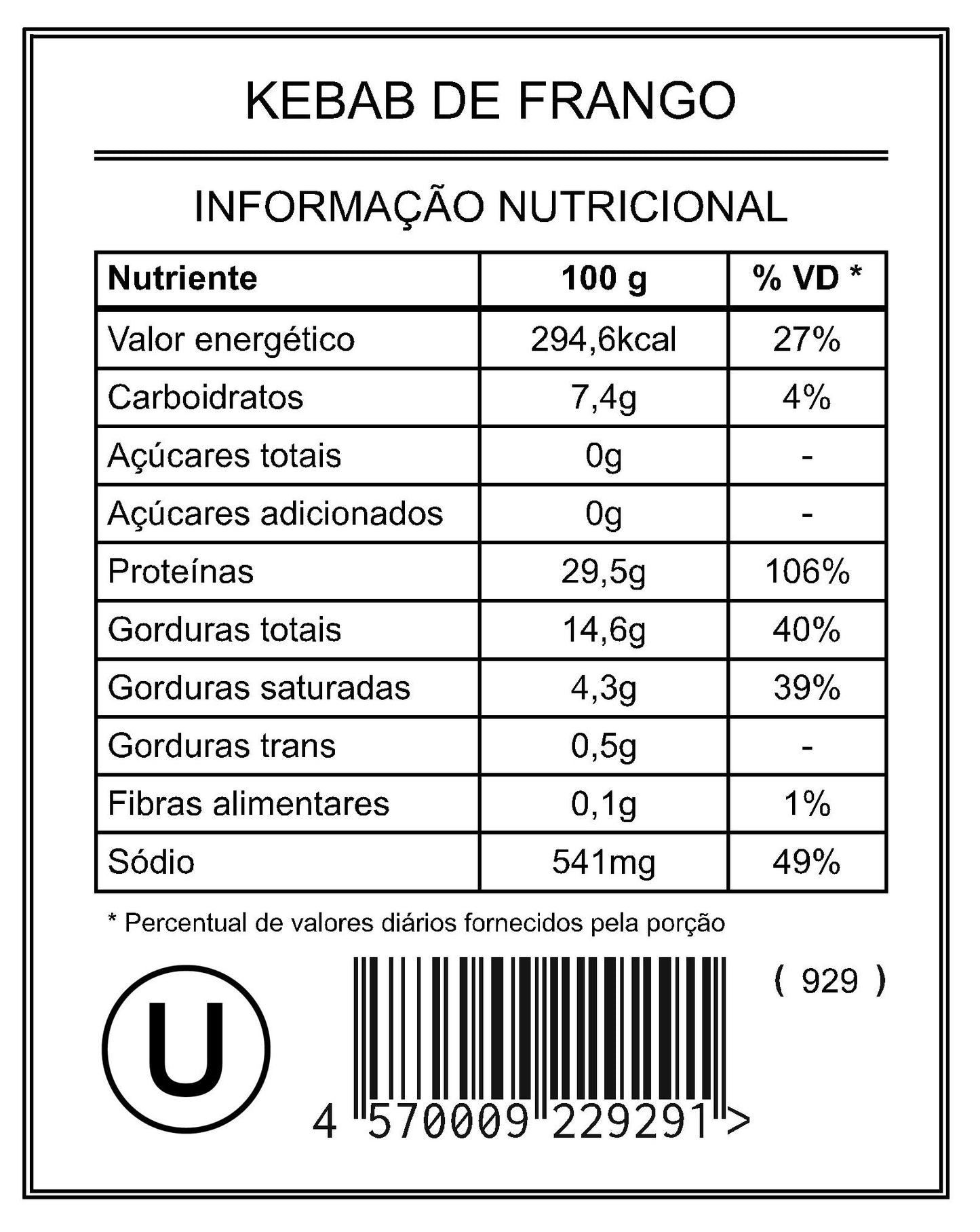 Kebab de Frango "Mistura Unitária"