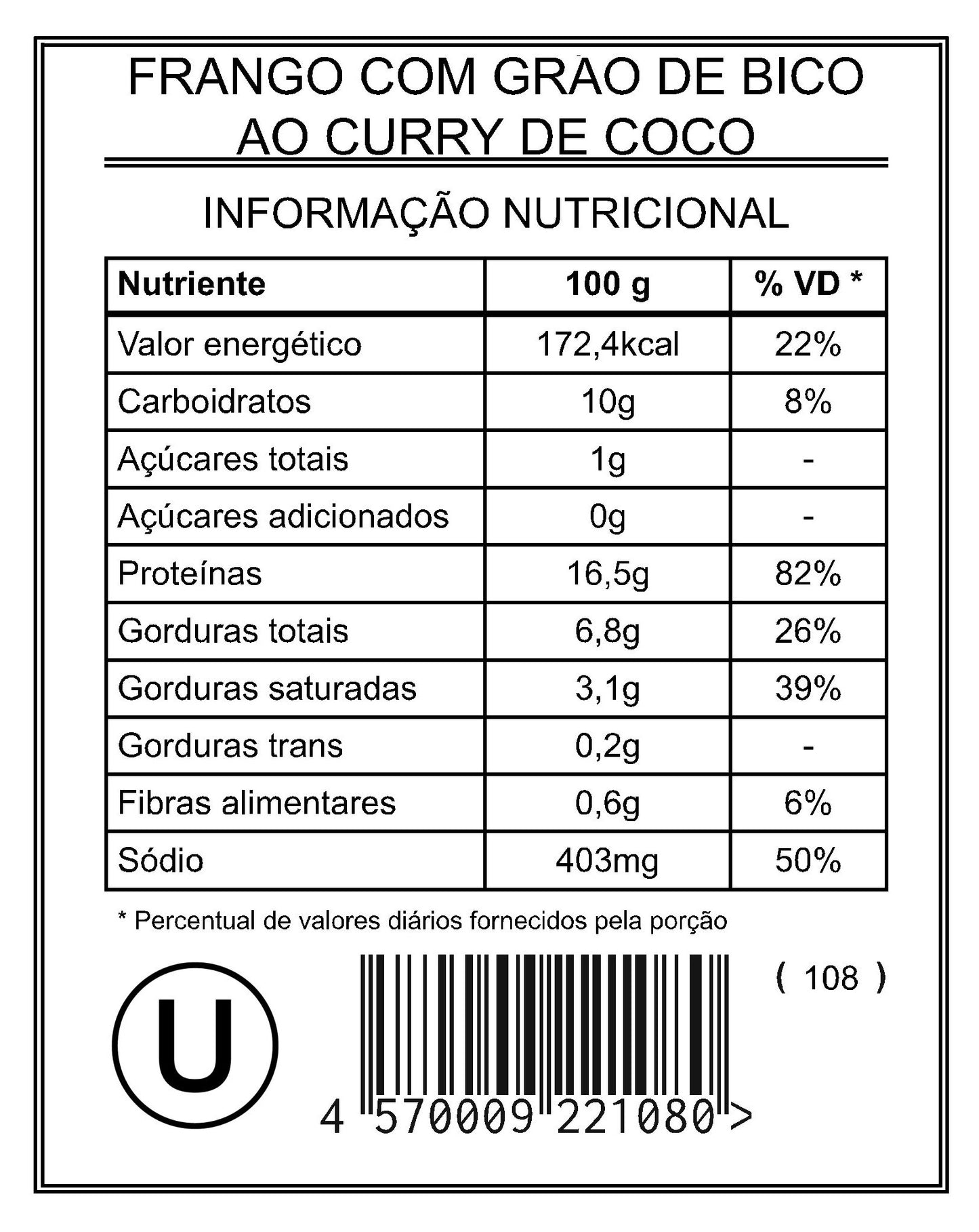 Frango com Grão de Bico ao Curry de Coco "Mistura Unitária"
