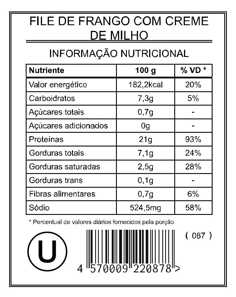 Filé de Frango com Creme de Milho "Mistura Unitária"
