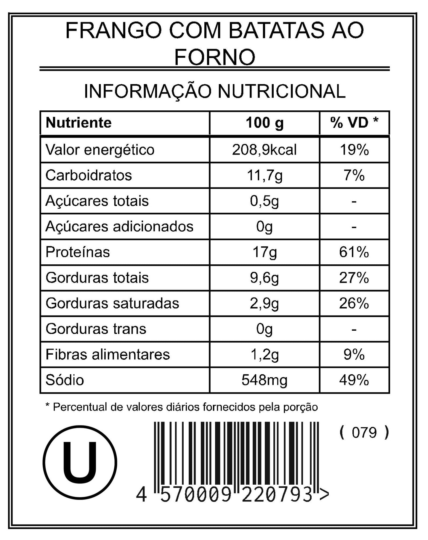 Frango com Batatas ao Forno "Mistura Unitária"