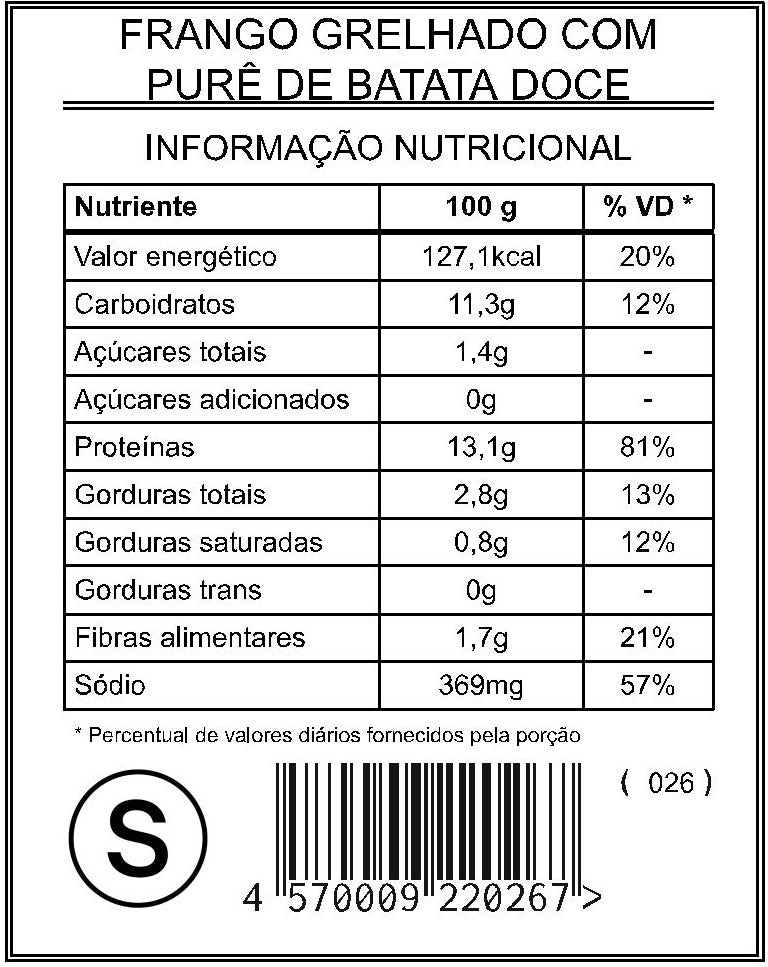 Frango Grelhado com Purê de Batata Doce "S"