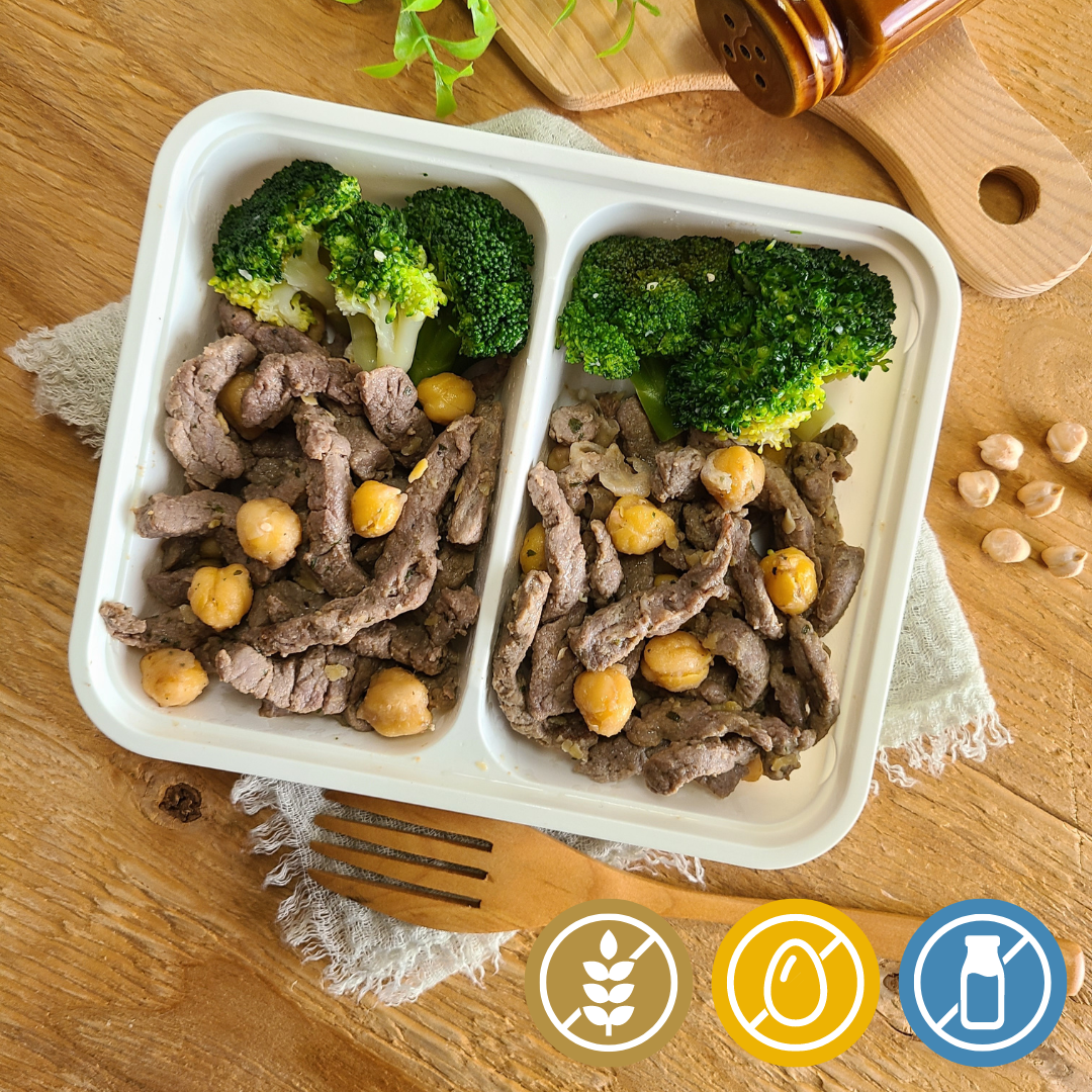 Filé em Tiras com Grão de Bico "Mistura Dupla" - Saúde e Sabor