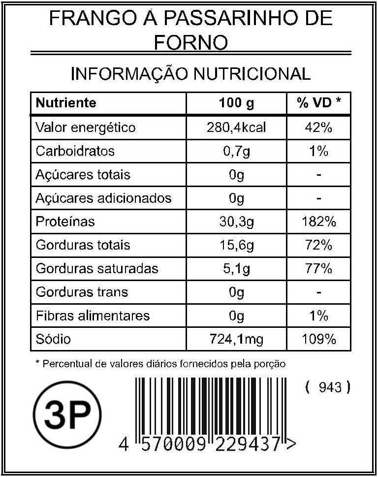 Frango à Passarinho de Forno (3 Porções) - Saúde e Sabor