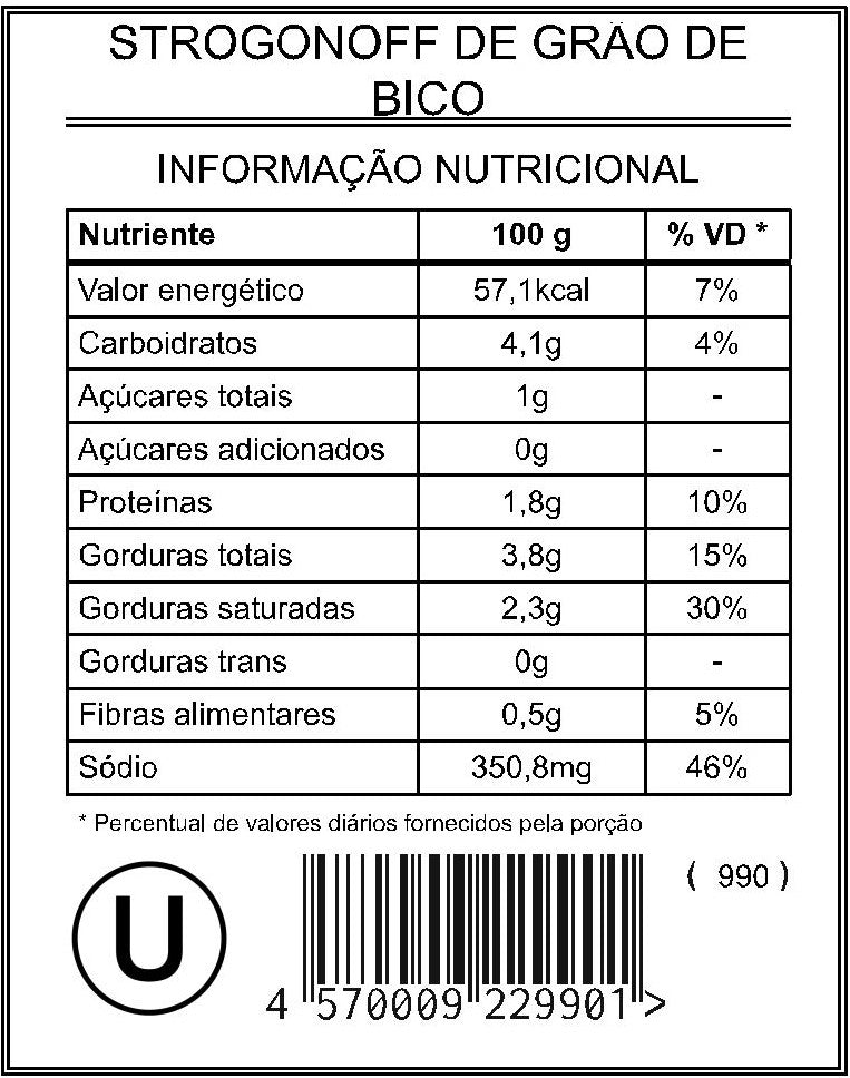 Strogonoff de Grão de Bico "Mistura Unitária" - Saúde e Sabor