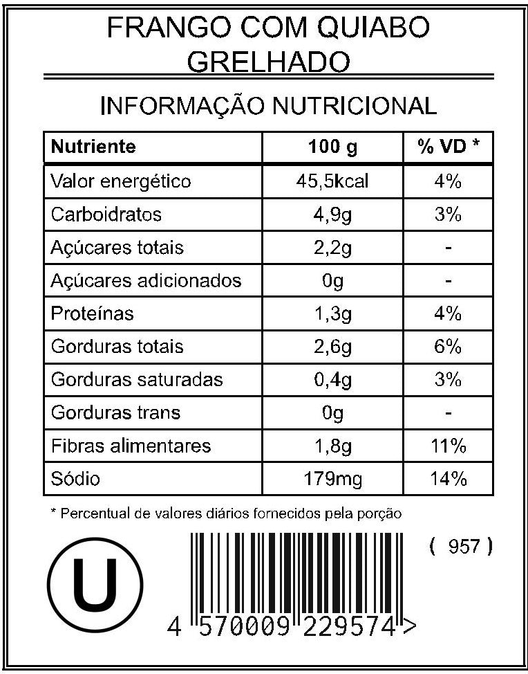 Frango com Quiabo Grelhado "Mistura Unitária"