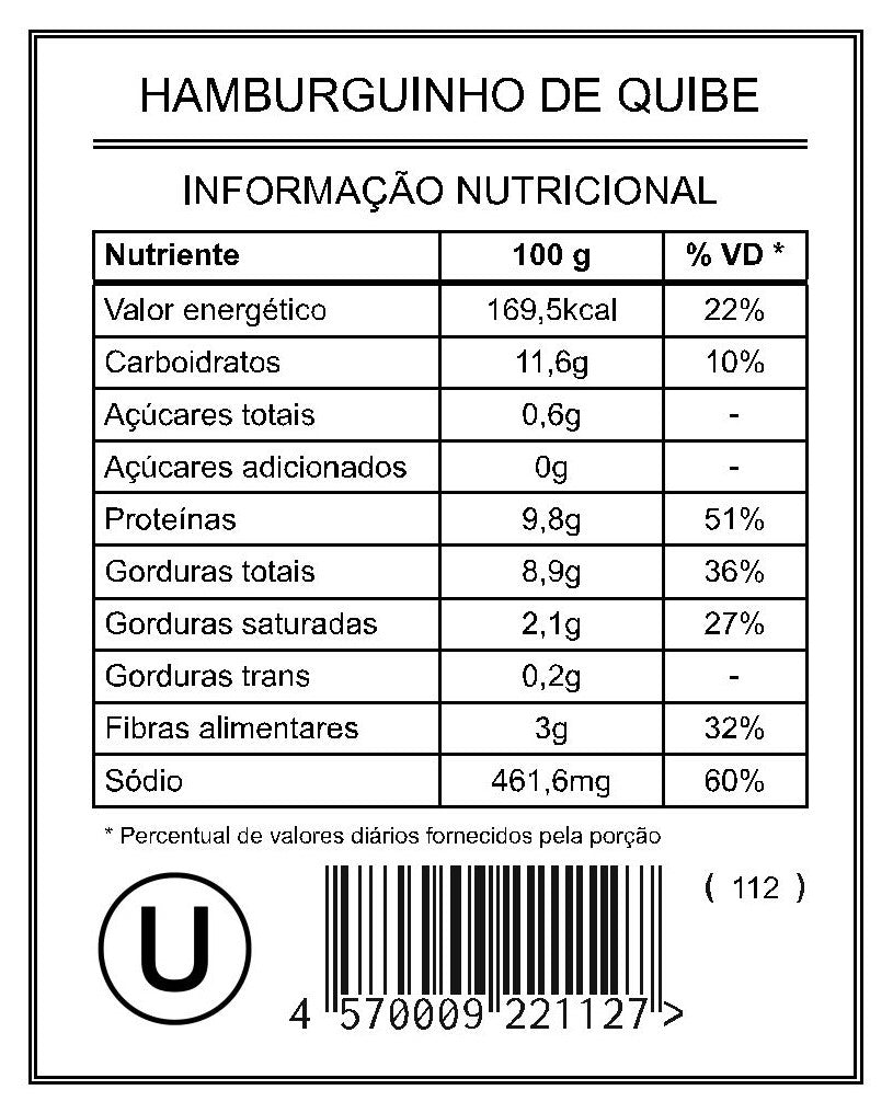 Hamburguinho de Quibe "Mistura Unitária"