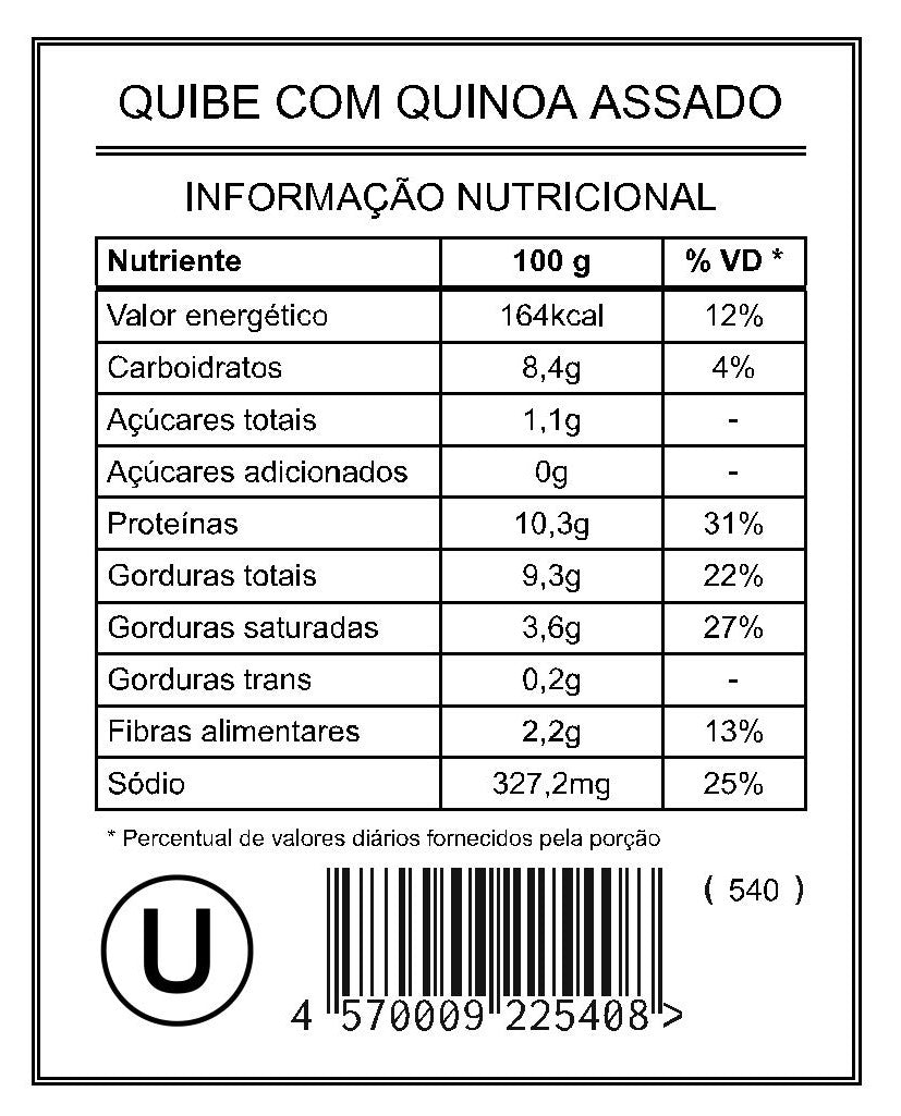 Quibe com Quinoa Assado "Mistura Unitária"
