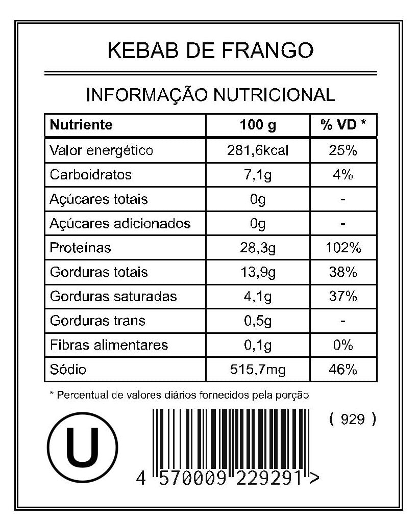 Kebab de Frango "Mistura Unitária"
