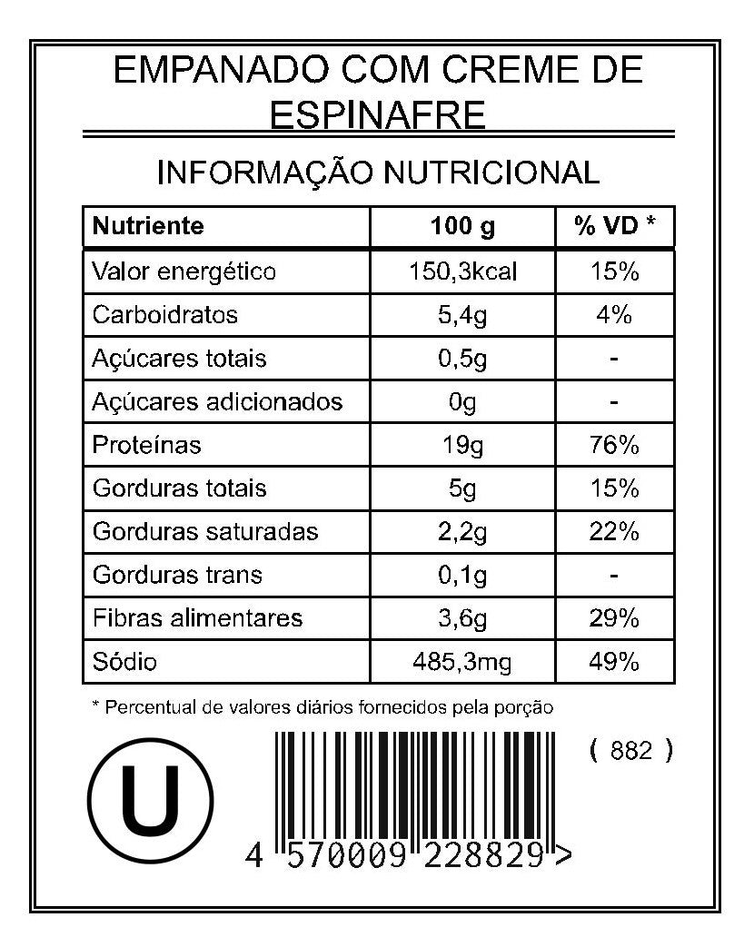 Empanado com Creme de Espinafre "Mistura Unitária"
