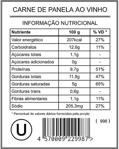 Carne de Panela ao Vinho "Mistura Unitária"