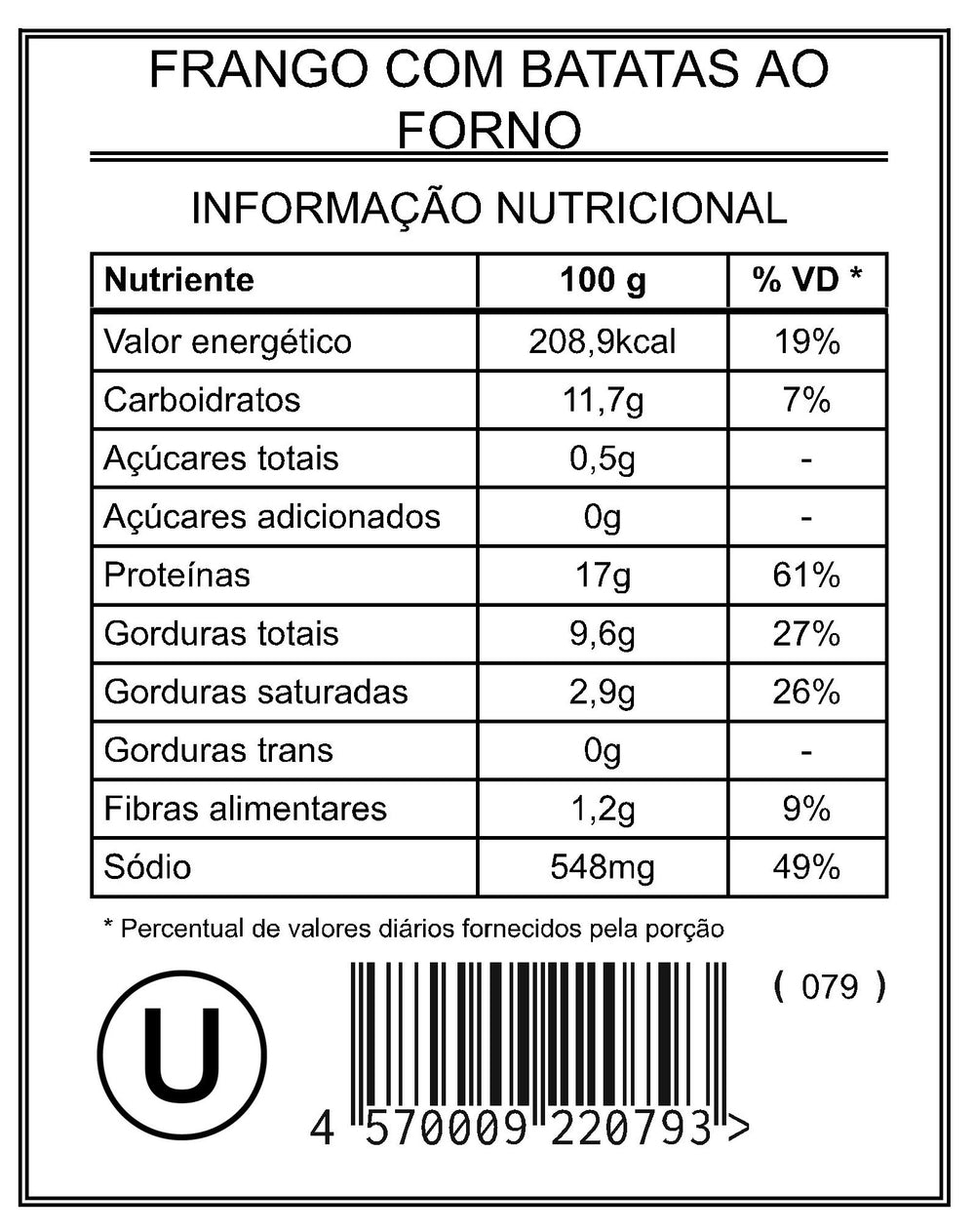 Frango com Batatas ao Forno "Mistura Unitária"