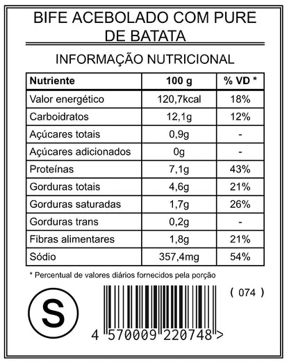 Bife Acebolado com Purê de Batata "S"