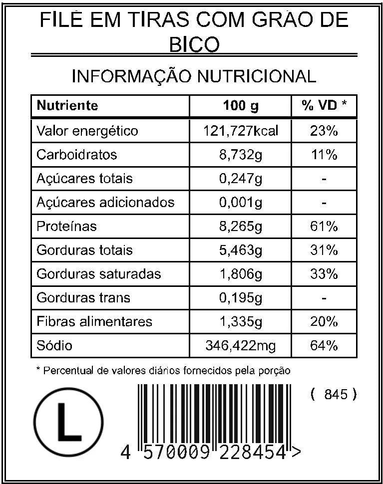 Filé em Tiras com Grão de Bico "L" - Saúde e Sabor